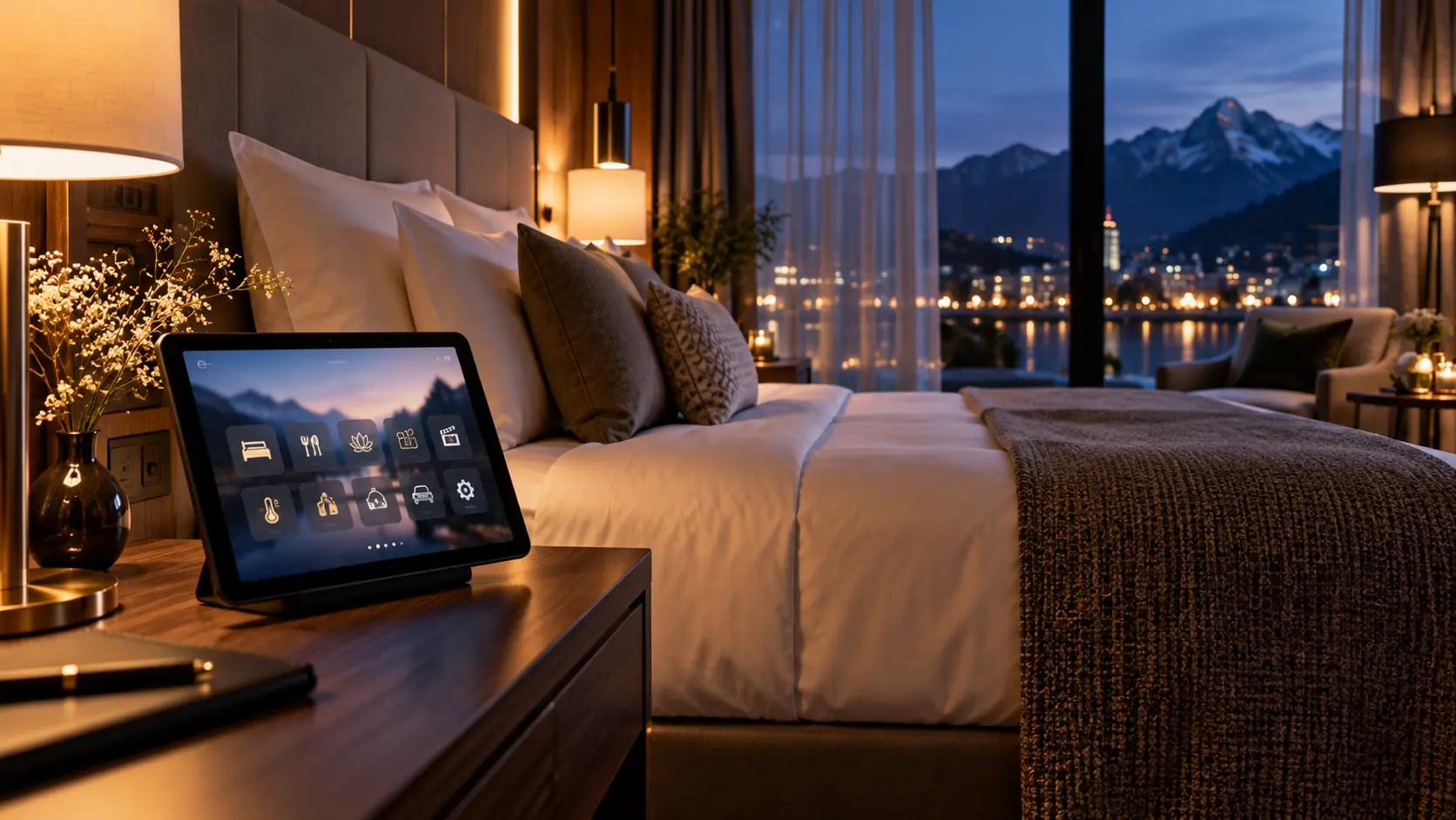 In-room tablet showing a Guestlink hospitality experience